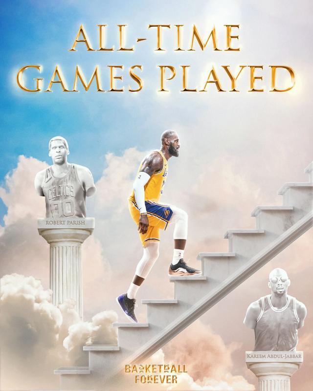 1612場！41歲詹姆斯超越帕里什，加冕NBA歷史出場王！